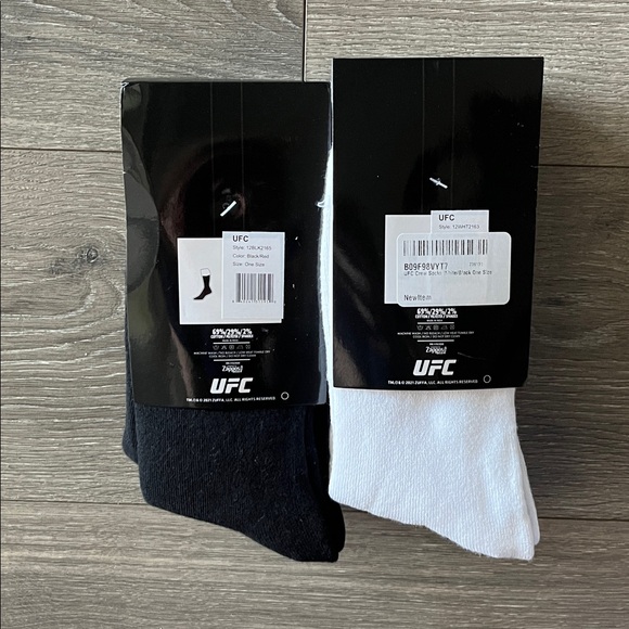 NWT UFC Bundle of 2, 3 Pack Crew Socks in Black and Red and White - Picture 2 of 5